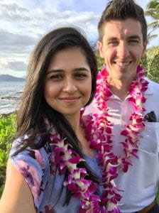 Photo of Sadia Tanveer and Zach Weisman in Hawaii during their honeymoon in 2018